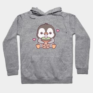 Cute Penguin Loves Bubble Tea Hoodie